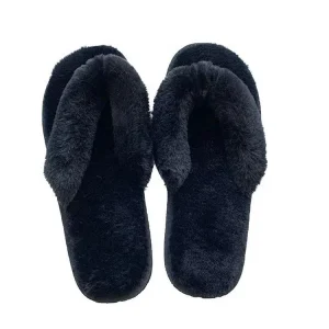 Women’s Soft Fur Flip Flop Open Toe Slippers for Indoor Home Bedroom Winter
