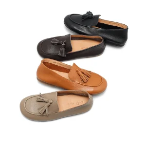 Women’s Soft Leather Tassel Loafer Flats Lightweight Comfort Closed Toe Slip-On Casual Shoes