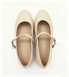 Women’s Solid Black PU Ballet Flats Shallow Flats Mary Jane Shoes with Soft Round or Square Toe for Autumn Season