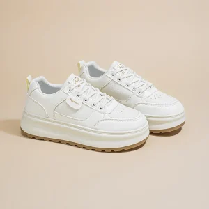 Women’s Sports Casual Sneakers Breathable White Height Increasing Sneakers All Match Thick Sole Trendy