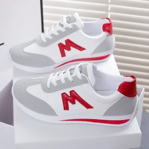 Women’s Sports Large Size Breathable Color Matching Sneakers Slip on Student’s Shoes