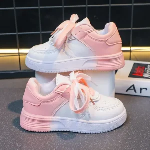 Women’s Sports Shoes White Spring Autumn New Flat Running Casual Waterproof Mesh Fabric Lace PU Upper PVC Style Shoes