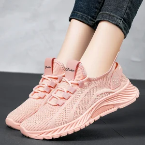 Women’s Sporty Soft Sole Sneakers Breathable Lightweight Mesh Casual Walking Style Shoes with Slip On Closure