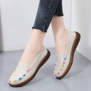 Women’s Spring Autumn Casual Flats Cross Border Single Flat Heel Slip-On Closure Breathable Design for Mom Maternity Nurse