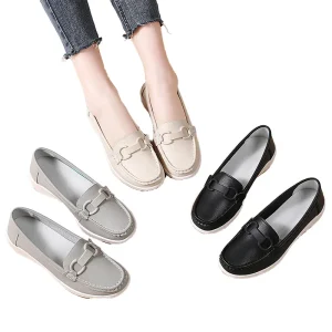 Women’s Spring Autumn Casual Loafers New Single Color Non Slip Thick Sole Flats Cross Border Fashionable Mom Shoes
