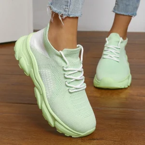 Women’s Spring Autumn Fashion Trend Slip-On Fabric Upper Lightweight Breathable Shock Resistant Comfort Sneakers Bright Colors