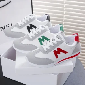 Women’s Spring Autumn New All-match Student Lightweight Thick Breathable Lace-up Solid Sneakers