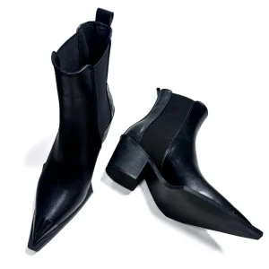 Women’s Spring Autumn Short Boots Thick Heel Martin Boots European US Niche Workwear Motorcycle Boots Leather Shoes