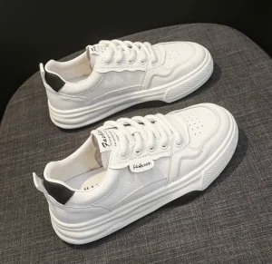Women’s Spring Autumn Summer White Thick Retro Lace up Running Shoes Fashion Trend Casual Winter Usage PU Upper Rubber