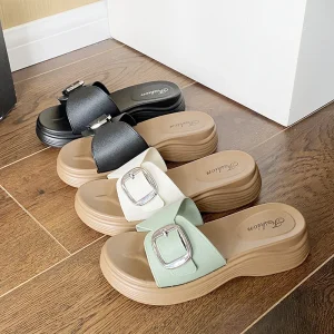 Women’s Spring Fashion PVC Open Toe Thick Bottom Non-Slip All-Match Outdoor Sandals