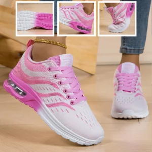 Women’s Spring Fashion Trend Mesh Upper Sneakers Cushioned PU Midsole Light Weight Shock Resistant Comfort for Running