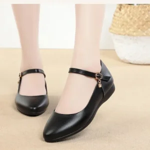 Women’s Spring Formal Mary Jane Flats Flat Sandals One Buckle Rhinestone Decor Soft Not Tiring