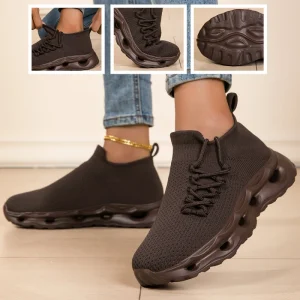 Women’s Spring Platform Casual Sneakers Breathable Fabric Upper Lightweight Cushioned Comfort Height Increasing Flexible Slip-On