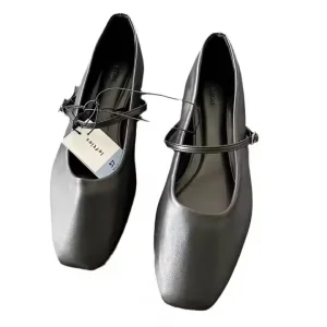 Women’s Spring Summer Autumn Breathable Fashion Trendy Ballet Flats Slip On Square Toe Lightweight Anti Slip Flat Shoes Cotton