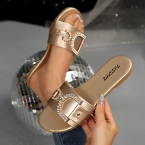 Women’s Spring Summer Flat Sandals Open Toe Breathable Strap Design Lightweight Non Slip Sole for Casual Beach Walking