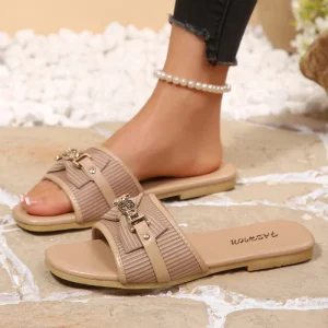 Women’s Spring Summer Outdoor Beach Slippers Anti-slip Breathable Lightweight Microfiber Upper PU Midsole Lining Peep Toe