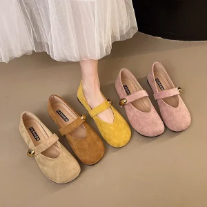 Women’s Spring and Summer Retro Literary Style Flat Mary Jane Loafers New Doudou Slip-On Shoes