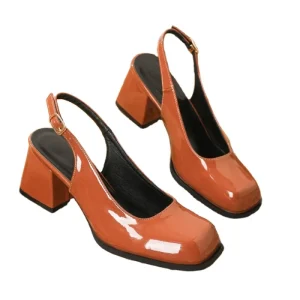 Women’s Square Toe Chunky 6cm High Sandal Mature Sexy Dress Shoe for Spring Summer Autumn Hard Wearing Anti Slip Fashion Trend