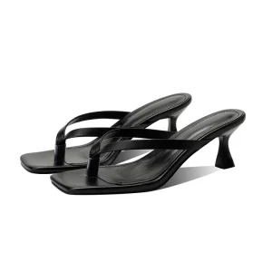 Women’s Square Toe Kitten Heel Flip Flop Sandals Ladies Square Open Toe with Low Heel ODM OEM Woman Shoes