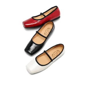 Women’s Square Toe Mary Jane Flats Elastic Strap Casual Ballet Shoes