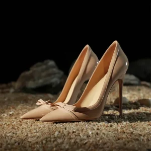 Women’s Stiletto Bow High Heels French Banquet Professional Single Shoes