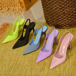 Women’s Stiletto Heel Bed Shoes Sexy 9cm Single Flirting Black Redd Sole Work Style High Heels for Summer
