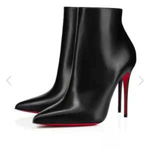 Women’s Stiletto Heel Mid-calf Ankle Boots Pointed Toe Side Zipper Solid Color Wear-resistant Autumn Winter Shoes