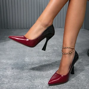 Women’s Stiletto Heels Pointed toe Simple and Elegant Wine Red High Heels for Party