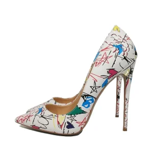 Women’s Stiletto High Heel Pump Shoes Leather Dress Shoes for Summer Big Size Thin Heels for Ladies