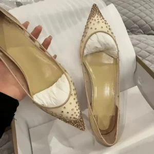 Women’s Stiletto High Heels Pointed Mesh Breathable Rhinestones High-heeled Sandals