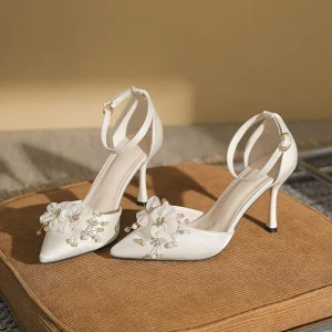 Women’s Stilettos Pumps Pointy High Heels Plus Size Sandals Closure Thin Heels for Summer Weddings