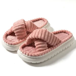 Women’s Stylish Indoor Open Toe Slippers Warm Soft Sole Heart Print Anti Slip Light Weight Home Comfort Footwear Winter