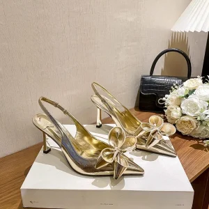 Women’s Stylish Ultra High Heel Wedding Shoes with Pointed Toe Bow and Flower Accents Fashionable Toe Covered Style