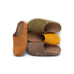 Women’s Suede Closed Toe Mule Slippers Retro Flat Slip On Clogs Comfortable Soft Footbed Casual Shoes