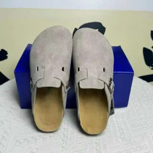 Women’s Suede Genuine Leather Clogs & Mules Unisex EVA Arch Support Cork Clogs Shoes