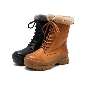 Women’s Suede High Heel Waterproof Calf Boots with Rubber Outsole and Pointed Toe