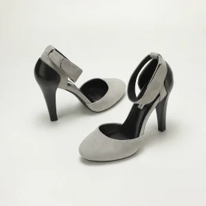 Women’s Suede Mary Jane High Heel Pumps with Ankle Strap Custom OEM Elegant Round Toe Stiletto Dress Shoes