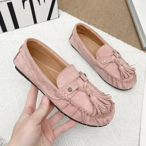 Women’s Suede Moccasin Loafers Fringe Tassel Slip On Flat Shoes Comfortable Driving Casual Footwear for Daily Wear