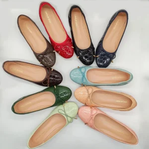 Women’s Summer Ballerina Shoes Shiny PU Leather Ballet Flats with Comfort Walking Style Lightweight Flat Shoes