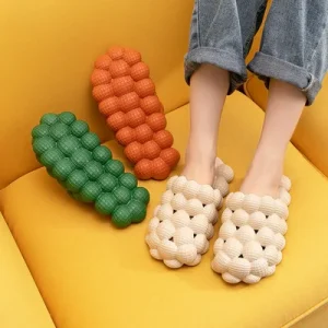 Women’s Summer Beach Slides Sandals Cushioning Open Toe Massage Breathable Printed Bubble Golf Slippers PU EVA Outsole