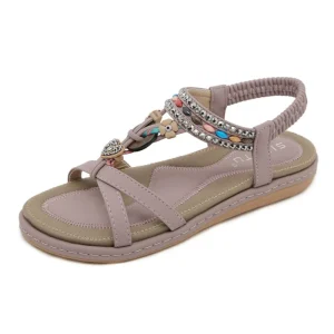Women’s Summer Bohemian Flat Sandals with Elastic Strap