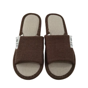 Women’s Summer Breathable Indoor Home Comfortable Open Toe Linen Casual Hemp PVC Outsole Anti-Slip Light Mules