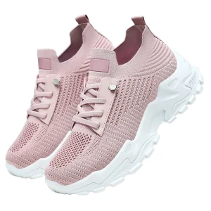 Women’s Summer Breathable Sneakers Soft Bottom Platform Shoes Comfortable Woven Fly
