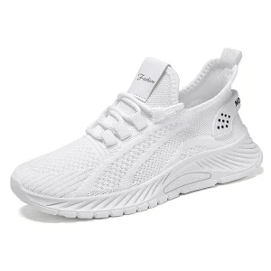 Women’s Summer Casual Breathable Mesh Fabric Lace Up Striped Flat Heel Sneakers Single Shoes Trendy Sports Shoes