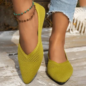 Women’s Summer Casual Dinner Flats Slip-On Pointed Toes Relax Comfortable Stylish Lightweight Breathable Anti-Slip