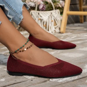Women’s Summer Casual Dinner Flats Slip-On Pointed Toes Relax Comfortable Stylish Lightweight Breathable Anti-Slip