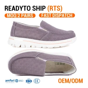 Women’s Summer Casual Flat Sneaker Pilot Flying Mesh Breathable Slip-On Shoes EVA Midsole PVC Outsole Mesh Insole Upper Walking