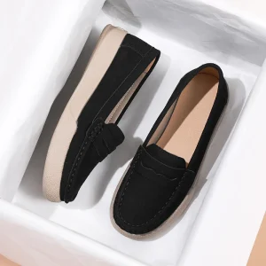 Women’s Summer Casual Suede Doker Loafers Flats Slip On Light Weight Breathable PU Closed Toe New Designer Large Size OEM