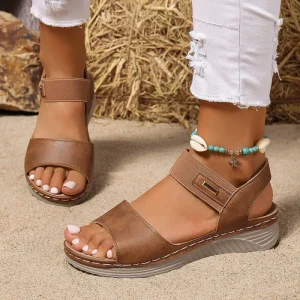 Women’s Summer Casual Wedge Sandals Open Toe Adjustable Ankle Strap Beach Platform Shoes for Daily Wear