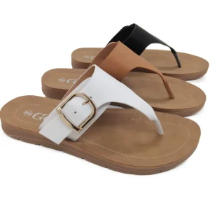 Women’s Summer Comfortable Breathable Open Toe Flat Sandals Crisscross Buckle Flip-Flop Outdoor Rhinestone Flower Anti-Slip